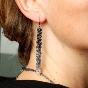 Alternative view of Ombre sapphire earrings