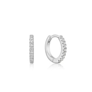 Silver sparkle mini huggie hoops