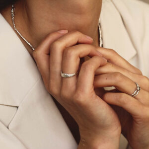 Alternative view of Orno wide gem set silver ring