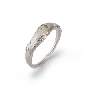 Orno wide gem set silver ring