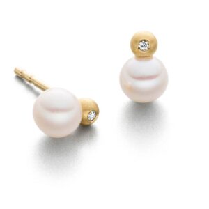 Diamond star pearl vermeil studs