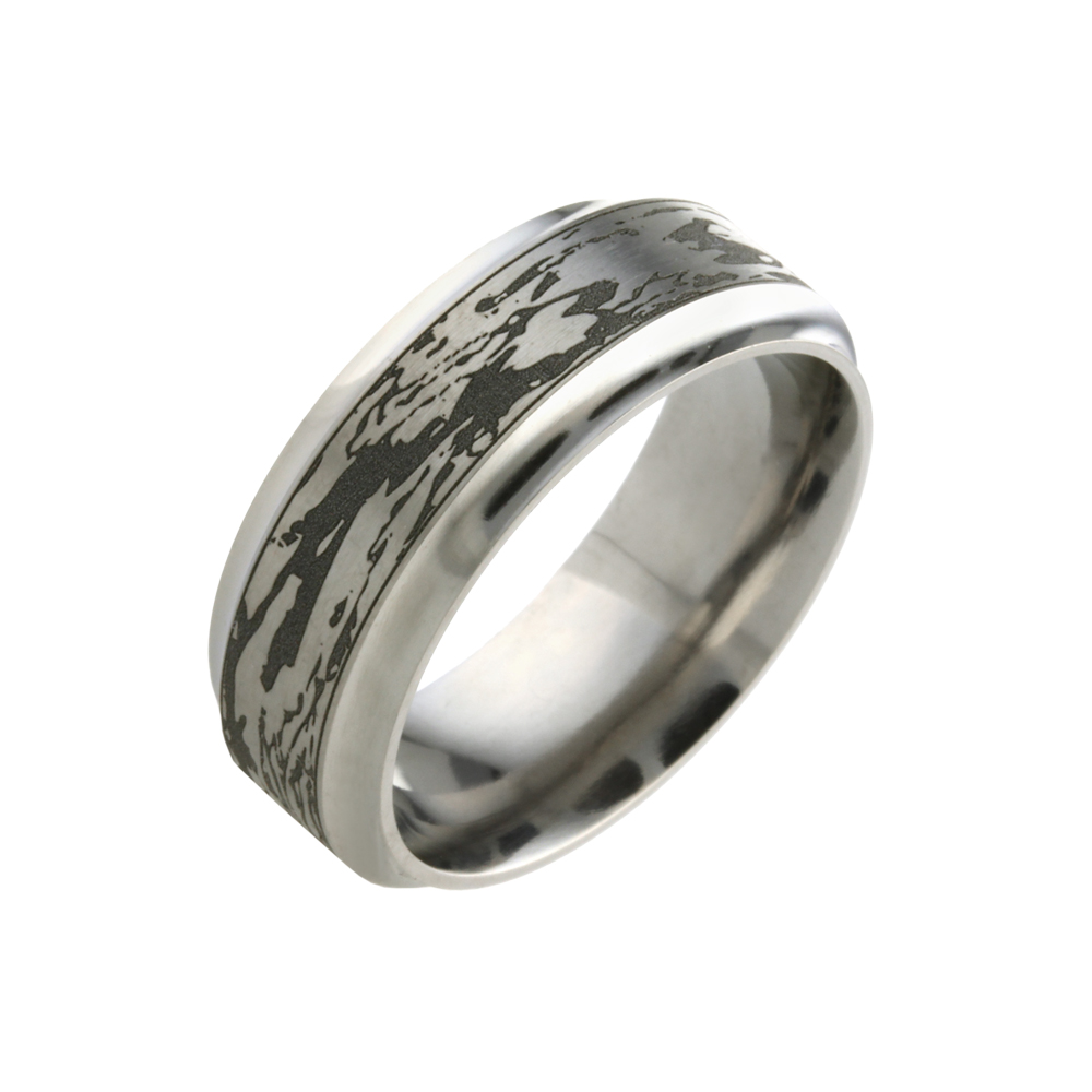 8mm bark titanium ring