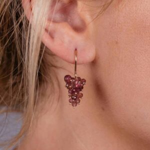 Alternative view of Pink tourmaline grape earrings