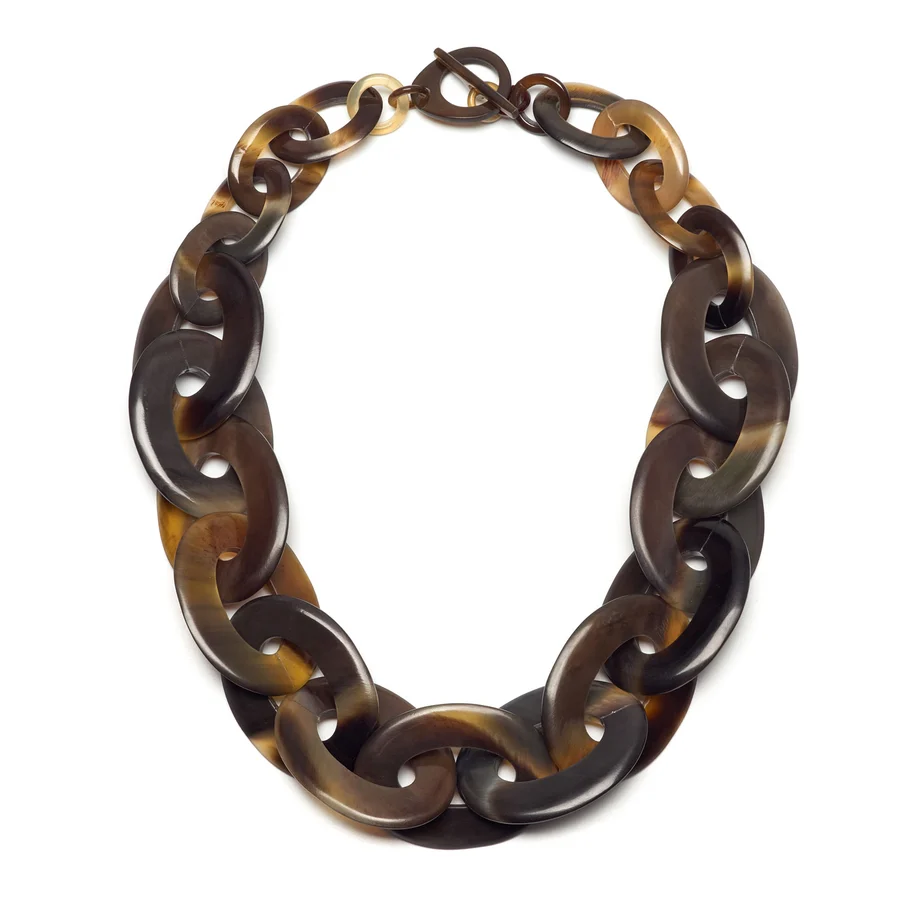 Statement horn link necklace