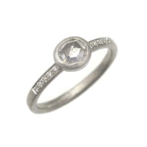 Platinum rose cut diamond ring