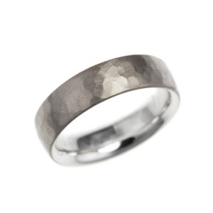 Wide silver & 18ct white gold fused ring
