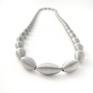 Alternative view of Large lotus steel long necklace