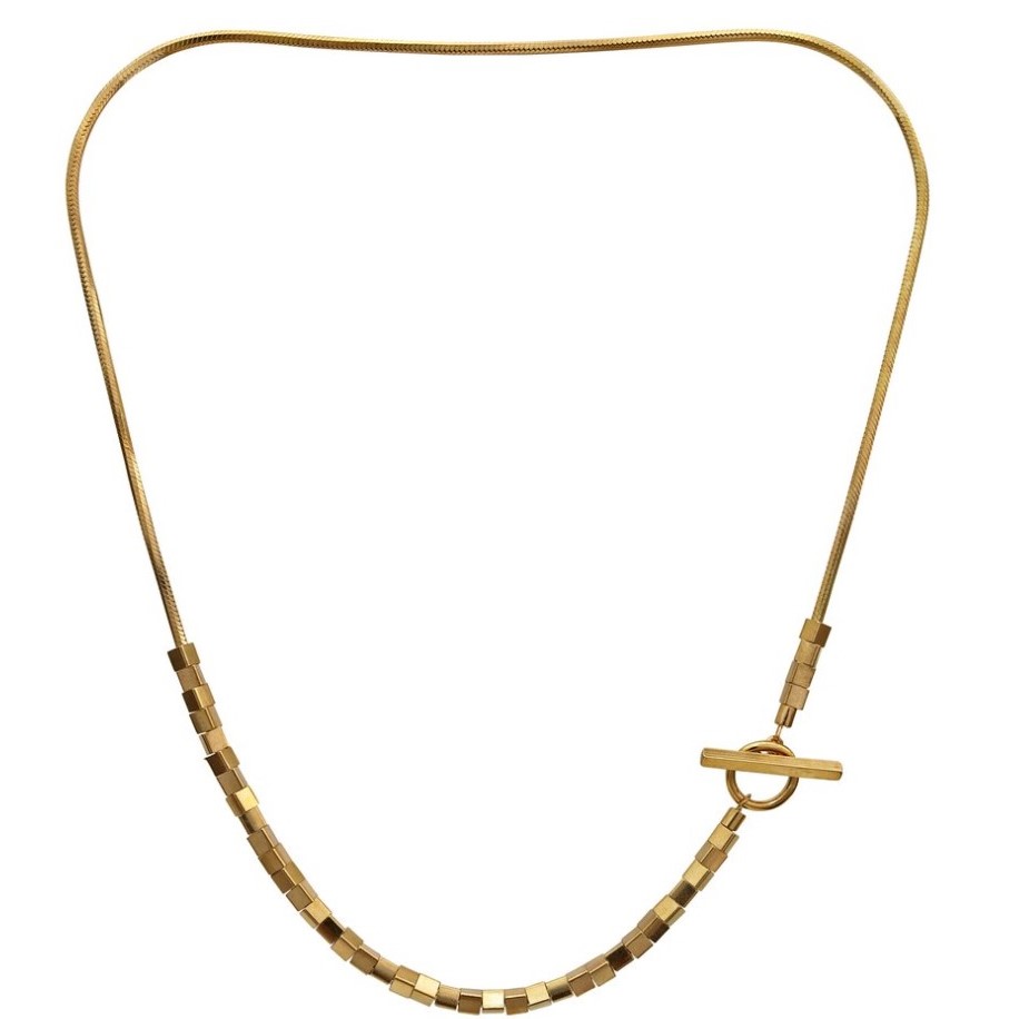 Golden metropolis T-bar necklace
