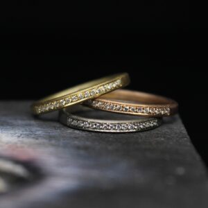 Alternative view of Slim yellow gold diamond eternity ring