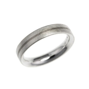 Silver & 18ct wg stripe ring