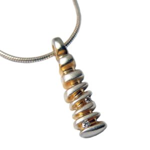 Duo diamond pebble stack pendant