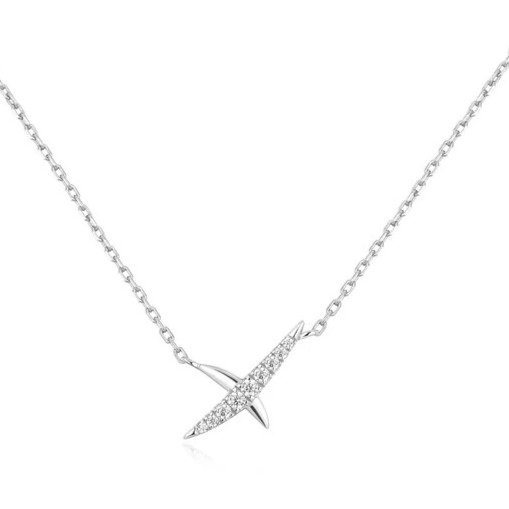 Silver pavé sparkle kiss necklace