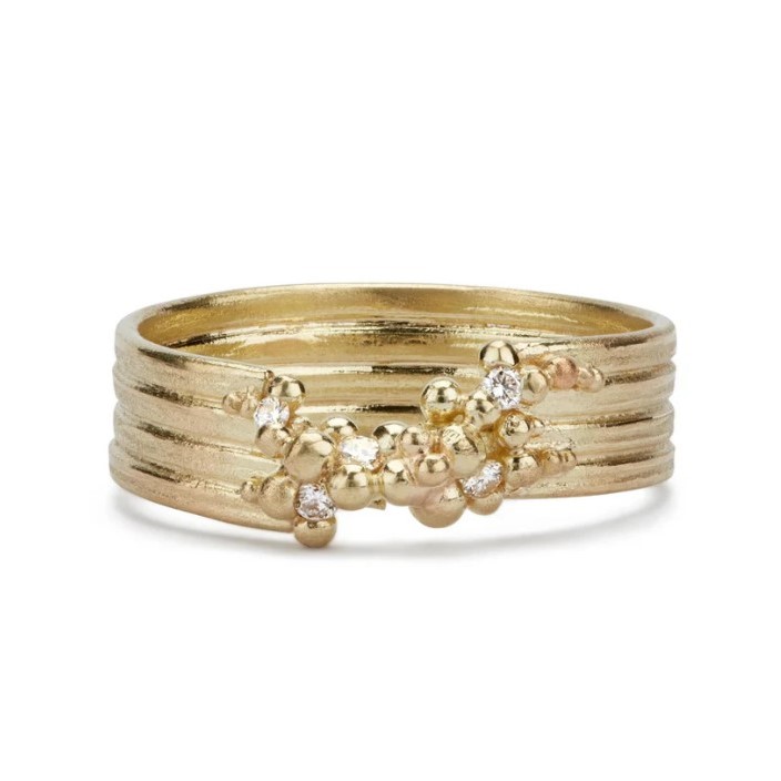 Diamond spindrift wedding band