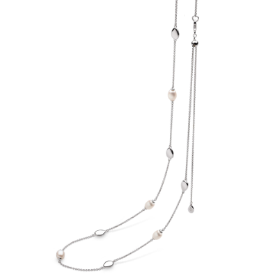 Coast pebble pearl station necklace