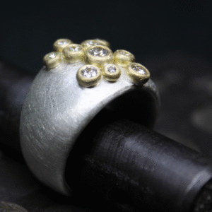 Alternative view of Diamond pebble cluster ring