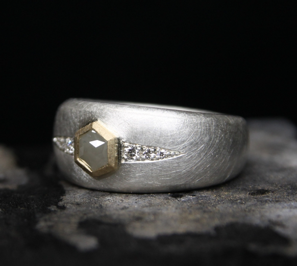 Grey diamond hexagon ring - Image 2