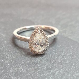 Pear diamond halo ring