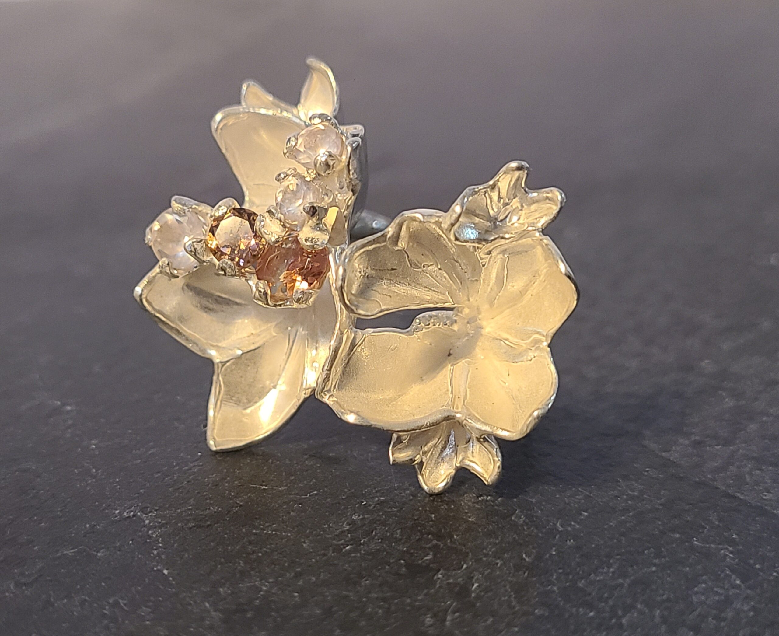 Pink quartz rhododendron petals ring - Image 3