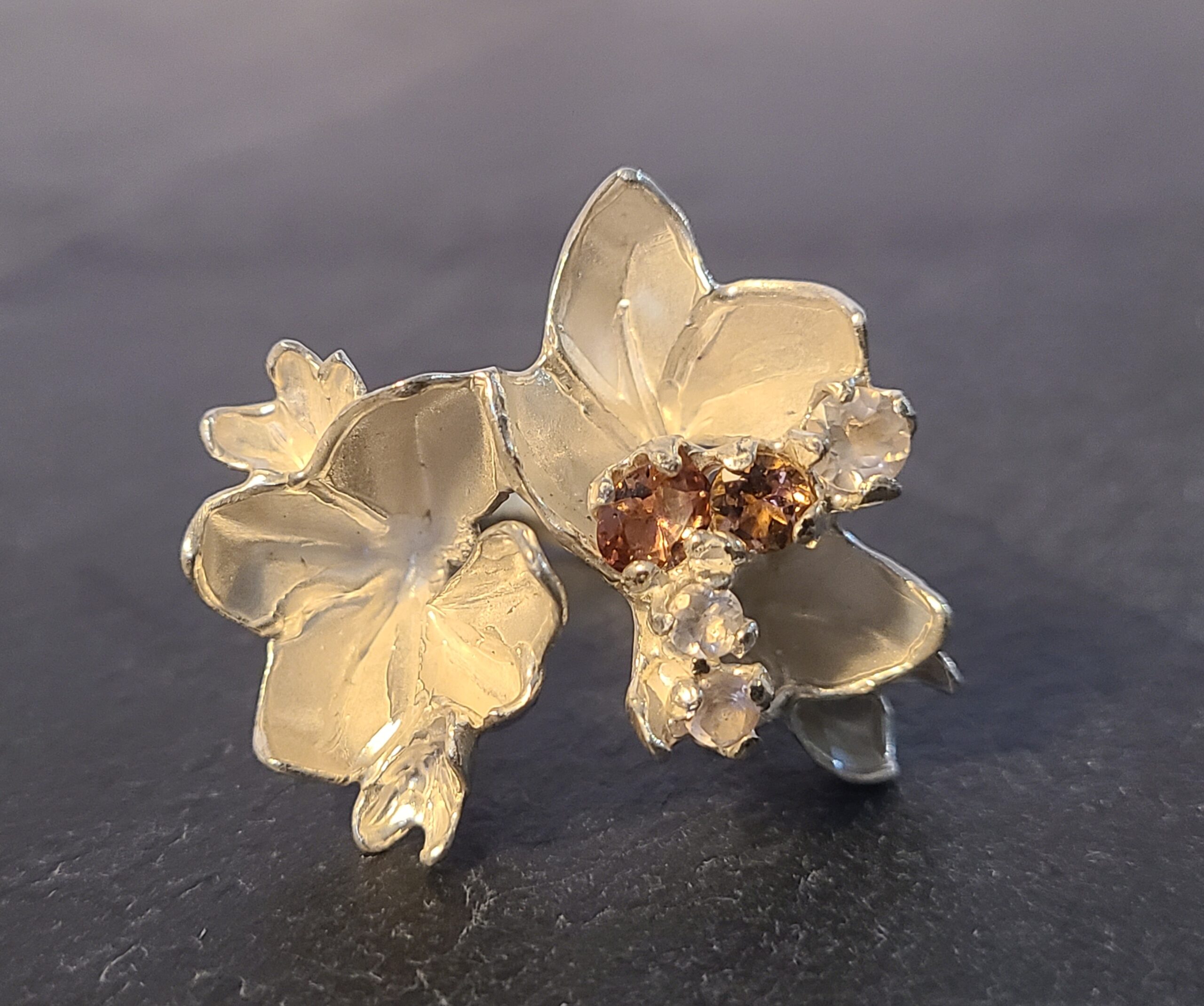 Pink quartz rhododendron petals ring - Image 2