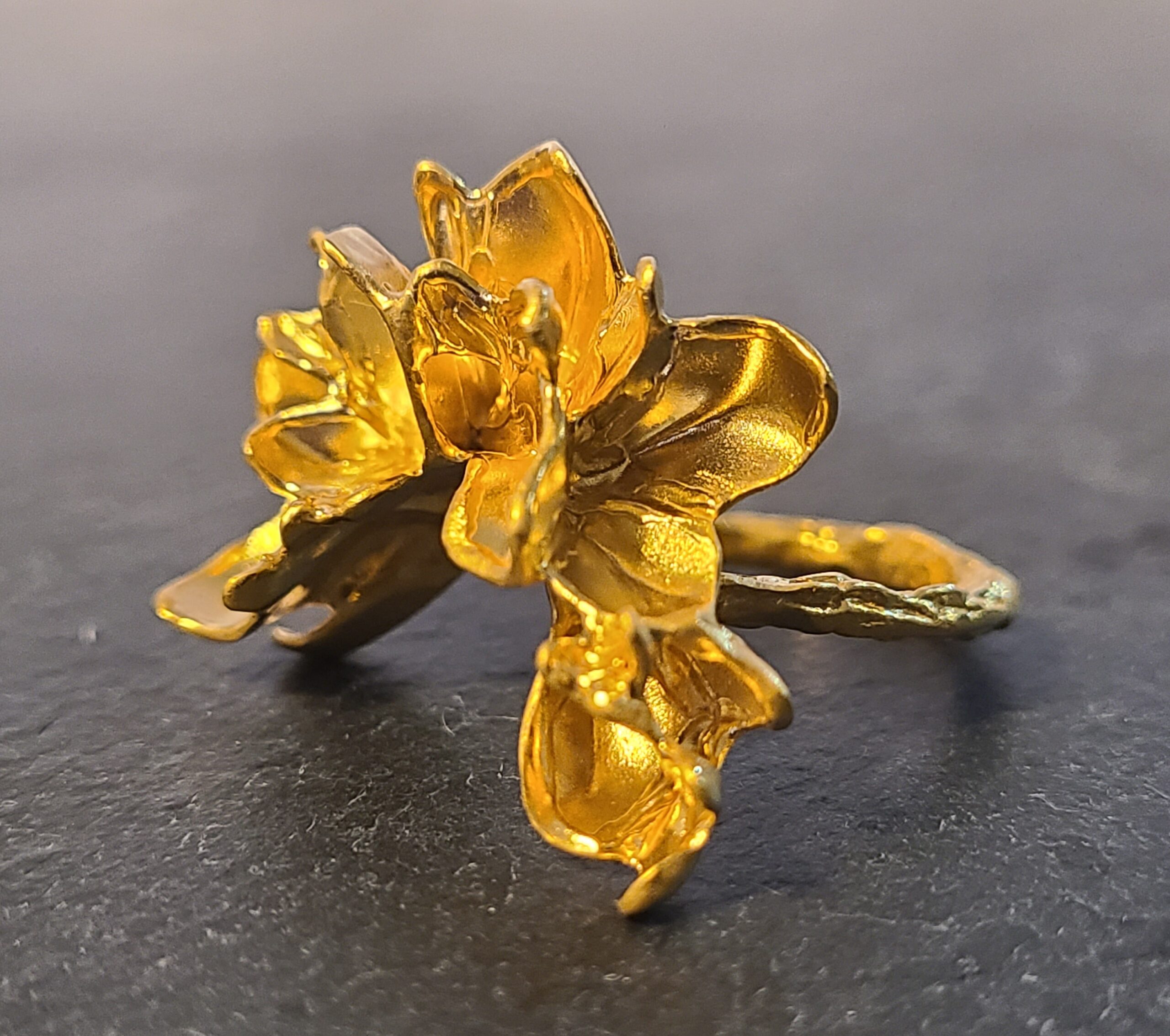 Purely petals golden statement ring