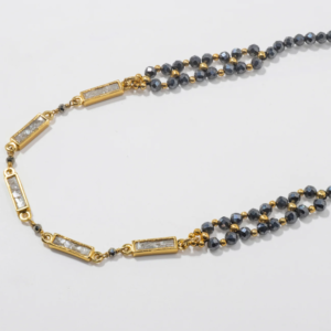 Zira raw diamond and hematite bead necklace